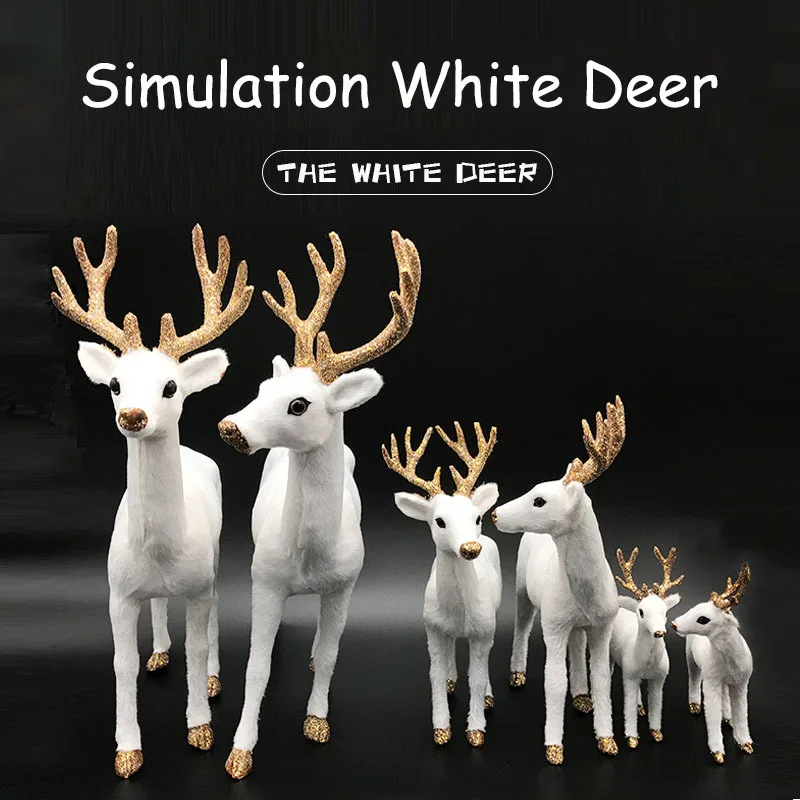 

Simulation Sika Deer Home Decoration Festival Decorations Christmas Elk Figurines Plush White Deer Doll Children Xmas Gifts New