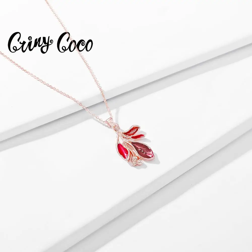 Cring Coco ручная работа эмаль цветок подвески ожерелья роза цепочка из золотого