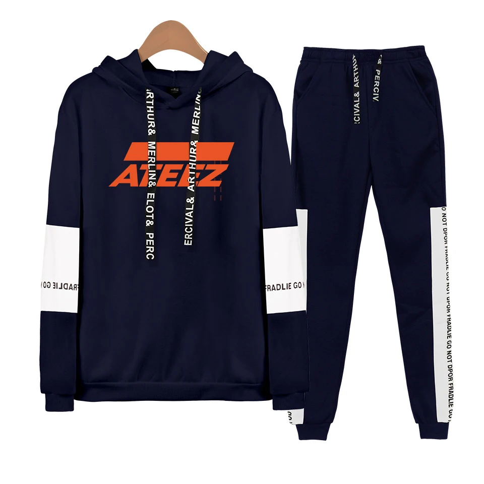 

Hot Sale ATEEZ Kpop Fashion Pullover Set Women/Men Long Sleeve Sport Sweatshirt+Sweatpants Suits Tracksuit Sport Suit
