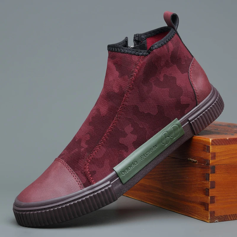 Ботинки мужские без шнуровки дышащие на молнии сбоку повседневная обувь в