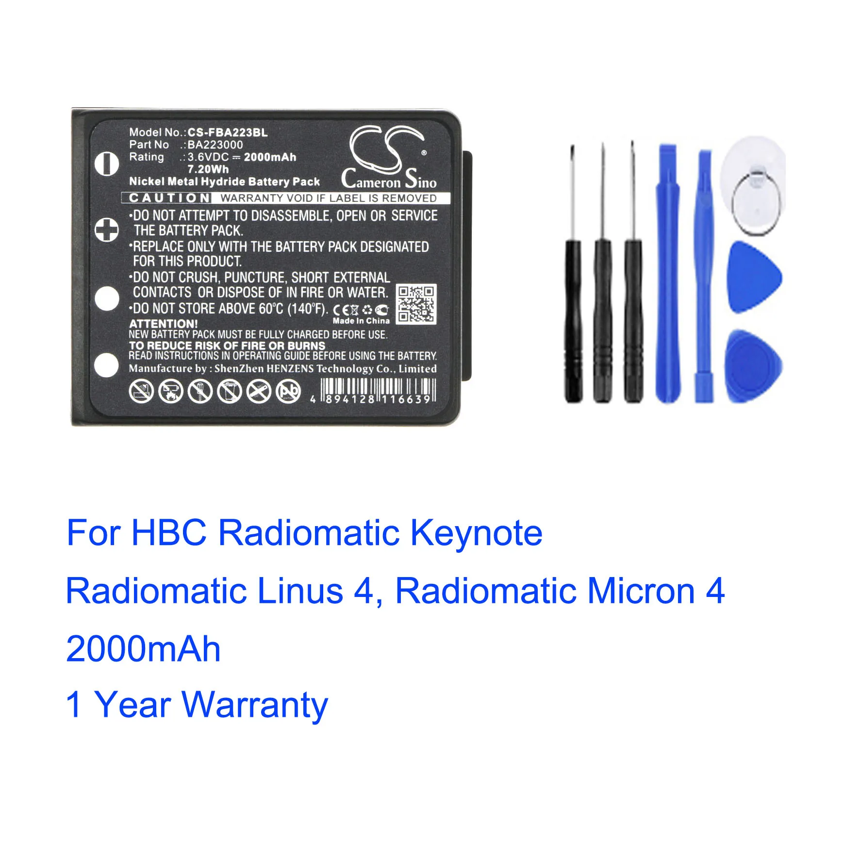 BA223000 BA223030 FUB6 для HBC Radiomatic Keynote Linus 4 микрон 2000 мАч аккумулятор крана с дистанционным