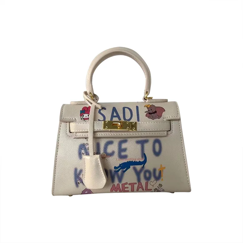 

Women Bags Leather Purse Handbags Girl Shoulder Bags Cross Body Messenger Bag Tote Braccialini Style Cartoon Graffiti Text