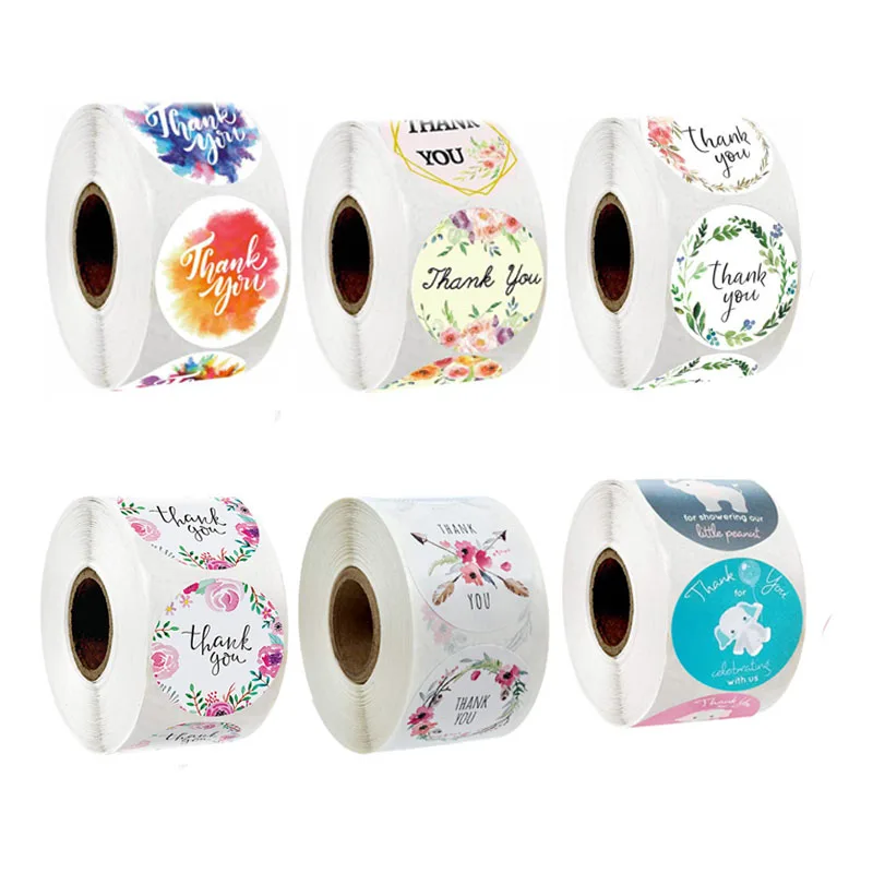 

500pcs/roll Thank You Stickers Handmade Stickers Scrapbooking For Package Adhesive Thank You Sticker Seal Labels Stationery