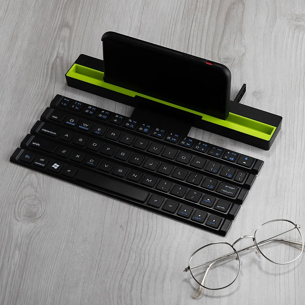 Портативный Мини Складная Bluetooth клавиатура складной Беспроводной клавиатуры 64 ключами катушка для планшета