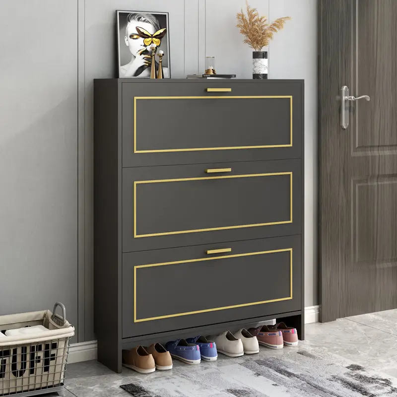 Light Luxury Shoe Cabinet Ultra-Thin High Capacity Organizer Simple Modern Small Apartment Porch Wood Rack | Мебель