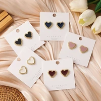 korean version of the small and simple love dripping earrings gold edging embellished earrings new years heart earring