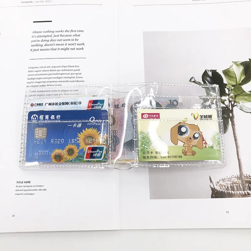 Bentoy прозрачный ПВХ держатель для ID карт кошелек короткий кошелек для денег модный прозрачный кошелек для кредитных карт женский клатч