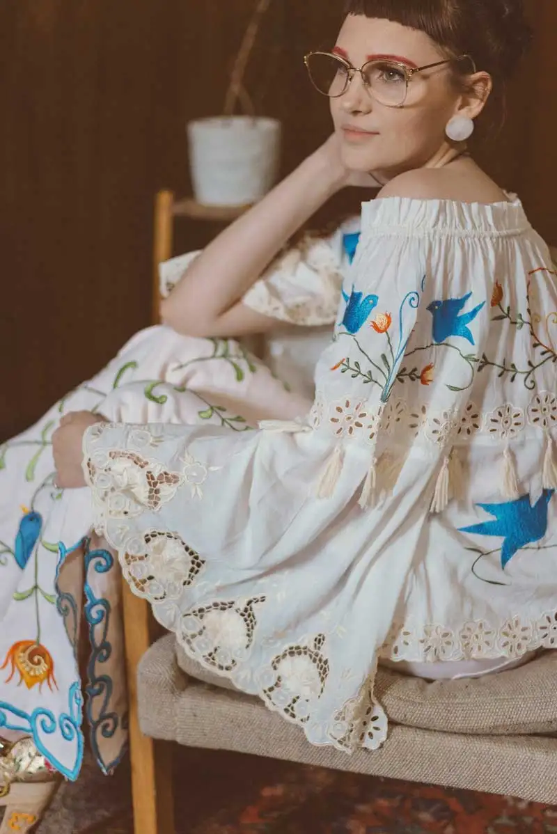 

white tassel boho blouse gypsy loose beach tops 2021 off shoulder top embroidery flare sleeve blouse women