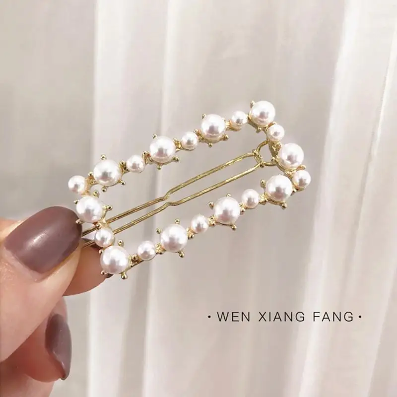 Women's Girls Vintage Geometric Pearl Hairpin Bangs Hair Clips Barrette Slide Grips Hairpins Decoration Dropship | Красота и