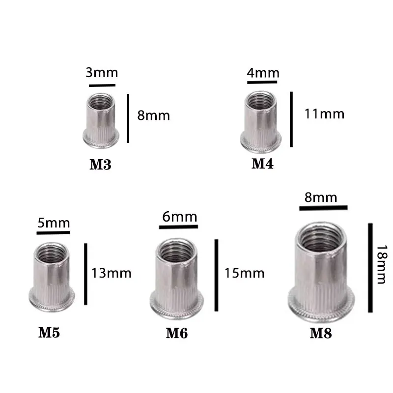 150 Pcs Rivet Nut Thread Insert Stainless Steel Rivet Nut With Threaded Retainer Mechanical Tools Clamping Lever Rivet Nut Set images - 6