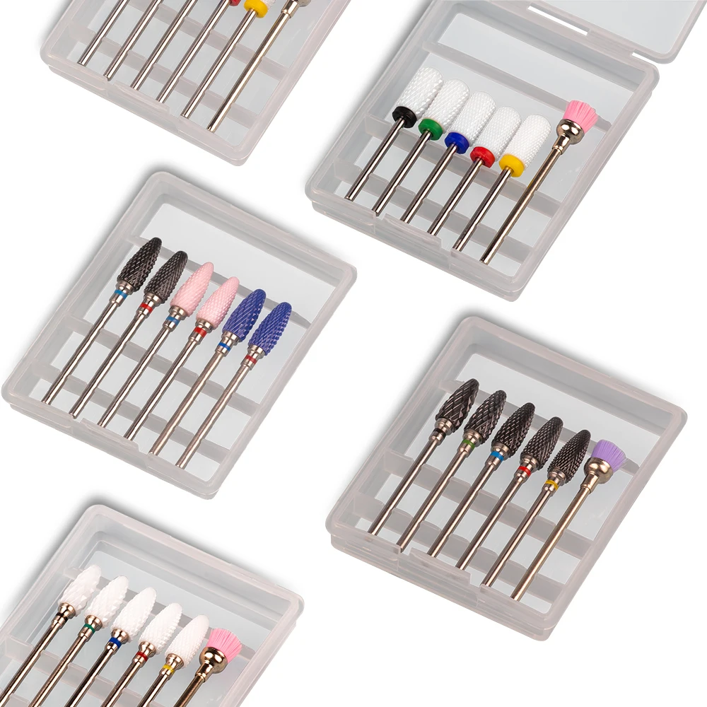 

6PCS Milling Cutter for Manicure Set Nail Drill Bits Brush Mill Manicure Machine Accessories Cutters for Removing Gel Varnish