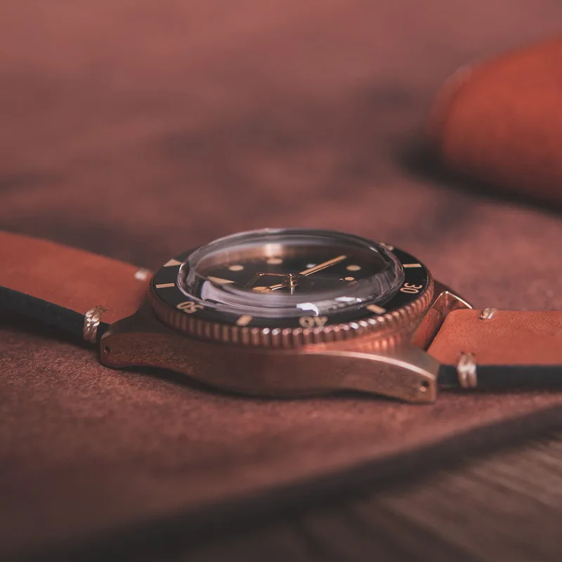 Часы мужские автоматические бронзовые водонепроницаемые механические наручные