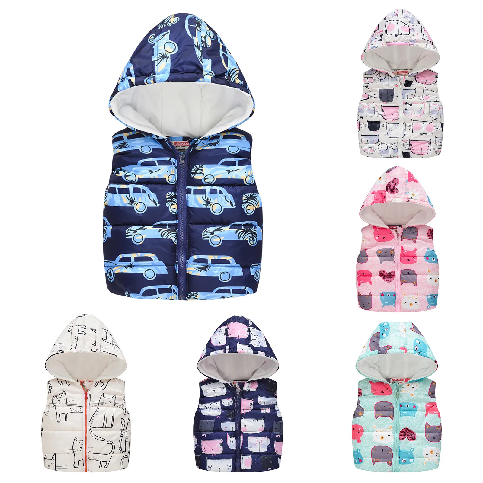 

12M-5Y Jacket For Girls Cartoon Pattern Winter Coat Baby Newborn Zipper Windproof Warm Vest Coat Boys Thicken Waistcoat жилет #4