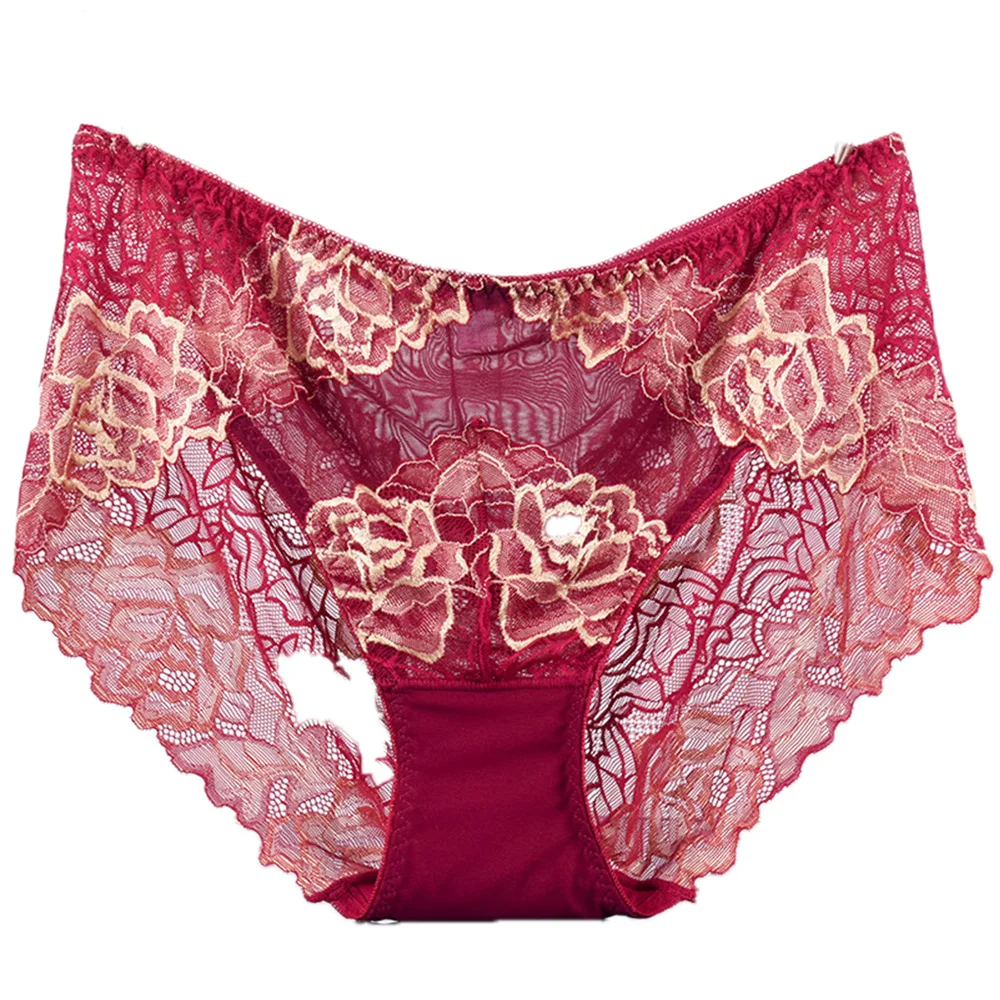 Большой размер кружевные открытые трусики со средней талией женские сексуальные