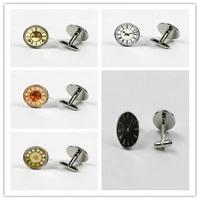 classic vintage clock dial glass cufflinks mens shirt fashion jewelry