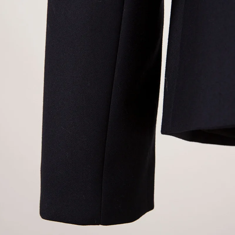 

DEAT Women Navy Patchwork Diamonds Double Breasted Blazer New Notched Long Sleeve Loose Jacket Fashion Tide Summer 2021 7E1020