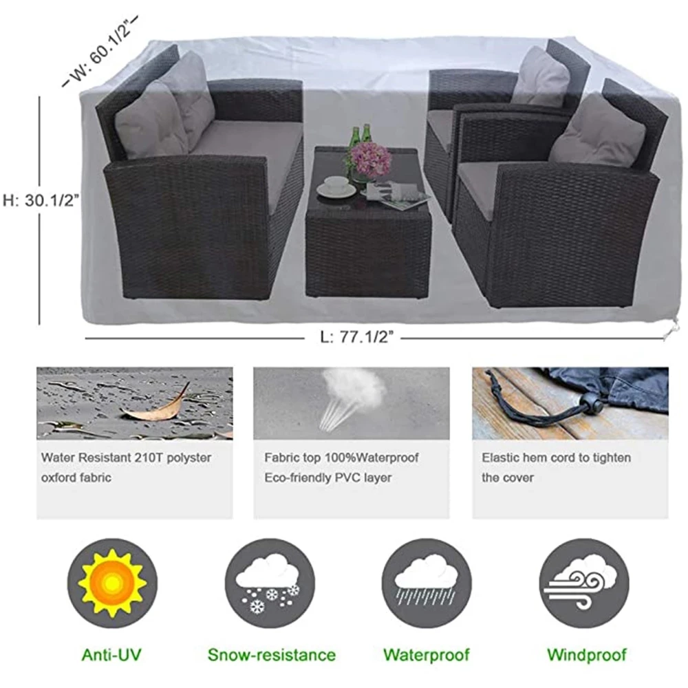 

72 Sizes Outdoor Patio Garden Black Furniture Waterproof Covers Rain Snow Chair covers Sofa Table Chair Dust Proof Cover