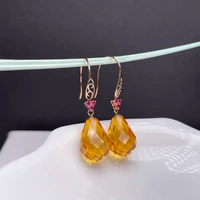 shilovem 18k yellow gold citrine drop fine jewelry women party new classic plant christmas gift new 811mm myme0811662j
