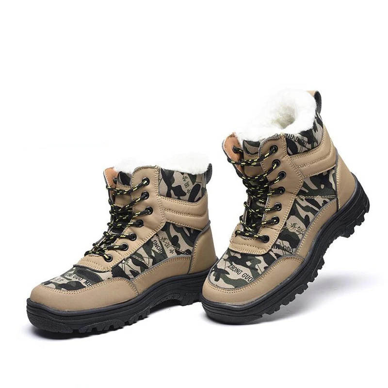 

Camouflage Winter Work Boots Men Women General Plus Velvet Warm Work Shoes Smash-proof Stab-resistant Anti-slip Safety Shoes
