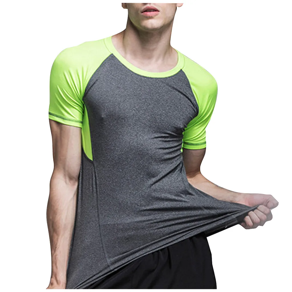 Мужские футболки для бега Feitong мужские лоскутные быстросохнущие спортивные с