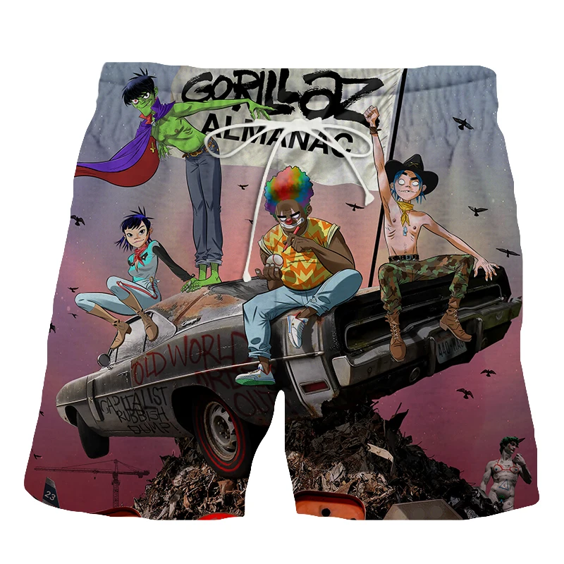 

2021 Summer Music Band Gorillaz 3D Beach Shorts Men women Casual Shorts Fashion Streetwear Hip Hop Men's Party pants