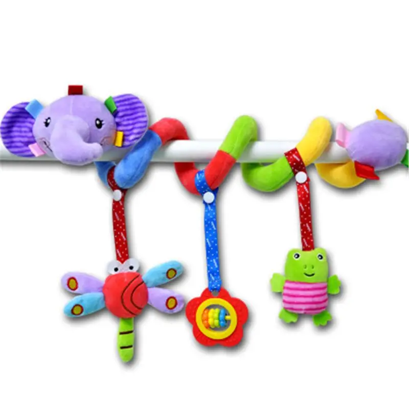

Elephant Cartoon Stroller Arch Rattles Hanging Cute Plush Animals Style Bed Around for Baby Education Toy Spiral Wrap Around Cri