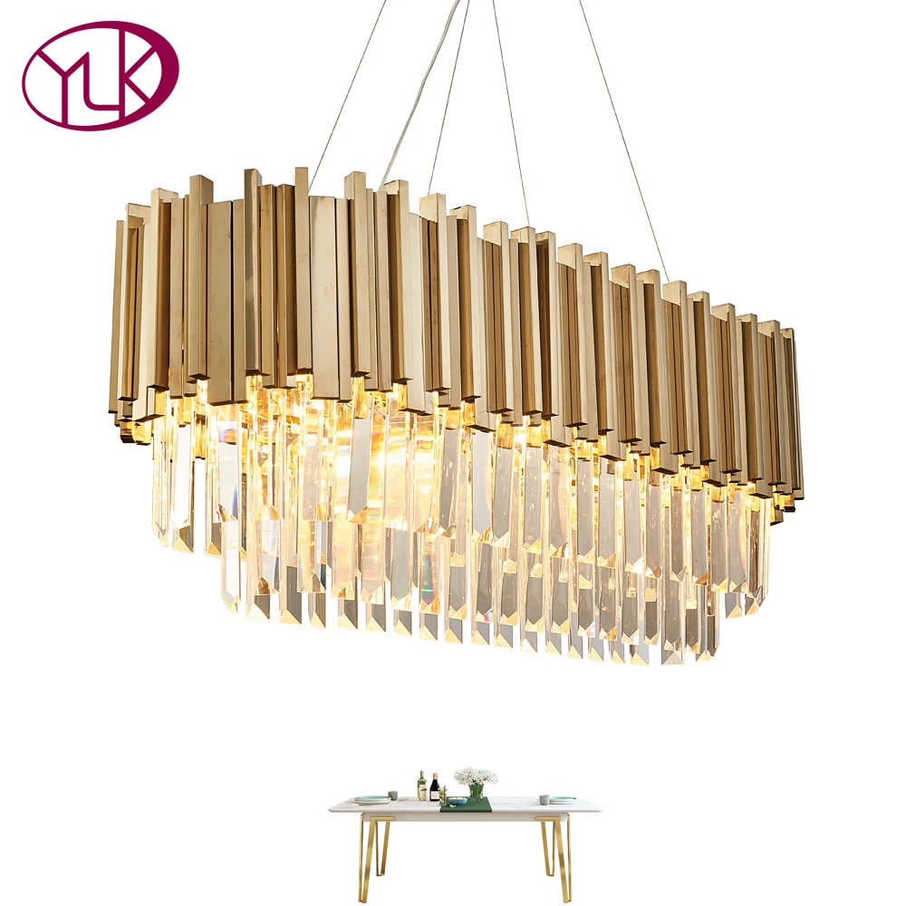 

Youlaike Dining Room Modern Crystal Chandelier Luxury Oval Hanging Light Fixtures Dining Room Suspension LED Lustres De Cristal