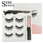 Магнитные ресницы 3 пары с подводкой для глаз и пинцетом, полноразмерные драматические натуральные длинные толстые Искусственные ресницы