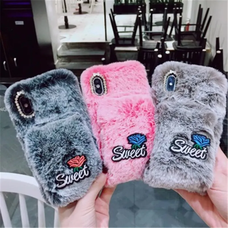 Новая модная плюшевая чехол для iPhone 6 6S 7 8 plus осенне-зимняя теплая задняя крышка X XS