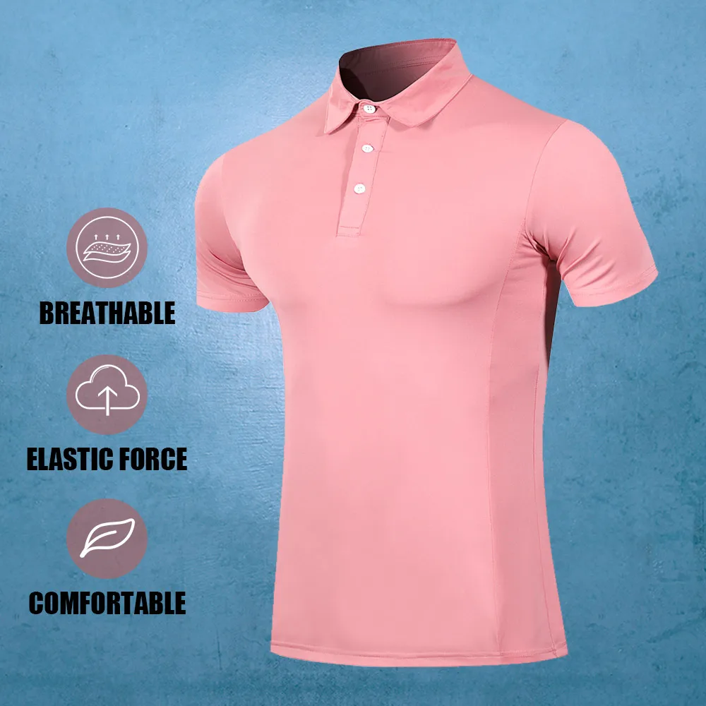 2021 New Brand Men's T-Shirt Top Lapel Short-Sleeved Shirt Fashion Men's Hot Fitness T-Shirt Sports Top Golf Shirt