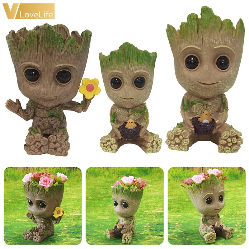 

Flower Pot Baby Groot PVC Green Pen Pot Holder Planter Action Figures Tree Man Model Kids Toys Garden Home Decoration
