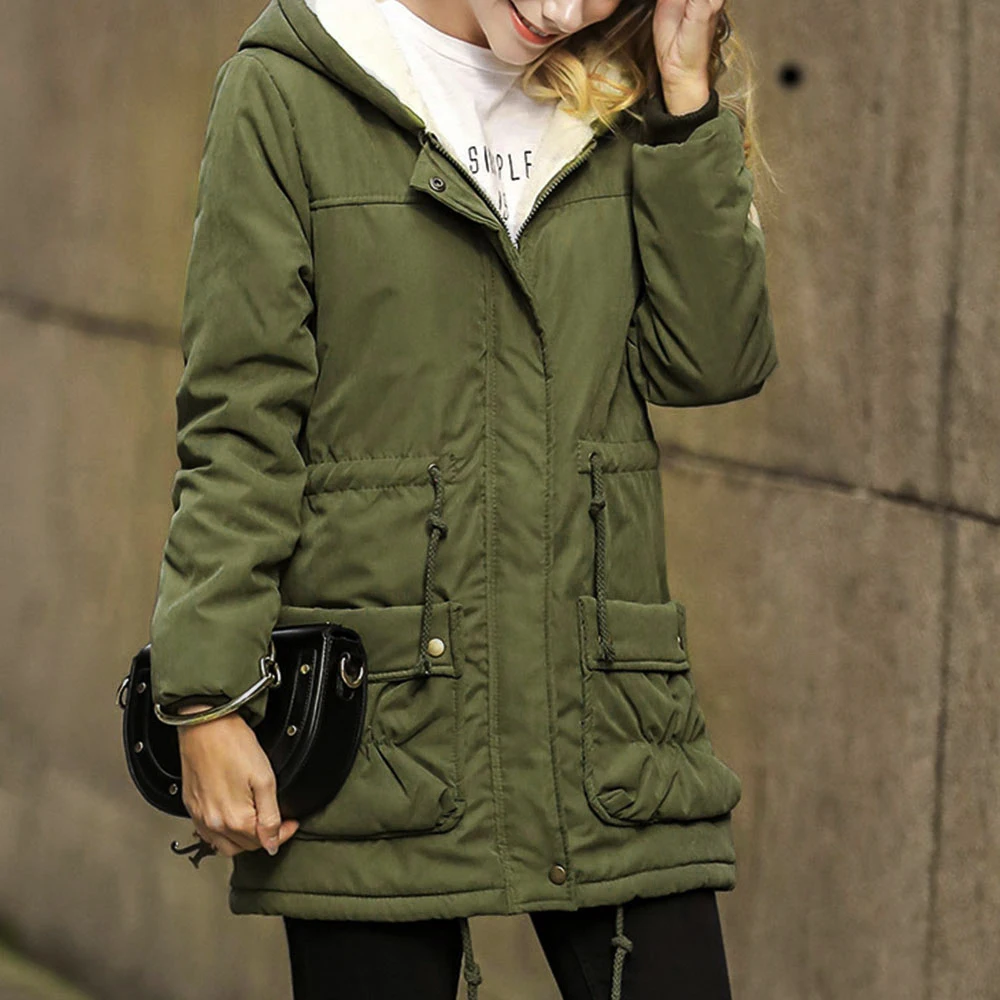 Женская парка с капюшоном в стиле милитари Повседневная Верхняя одежда на осень