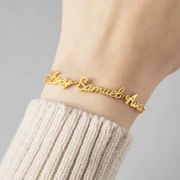 vishowco custom name bracelet stainless steel gold chain personalized multi name bracelet jewelry for family women gifts