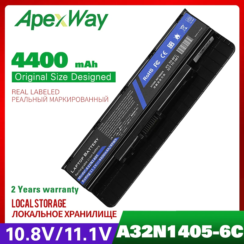 ApexWay 4400MANH 11 1 V аккумулятор A32N1405 для ASUS G551 G551J G551JK N551JW4720 N751 G551JM G551JW N751JK ROG G58 G58J |