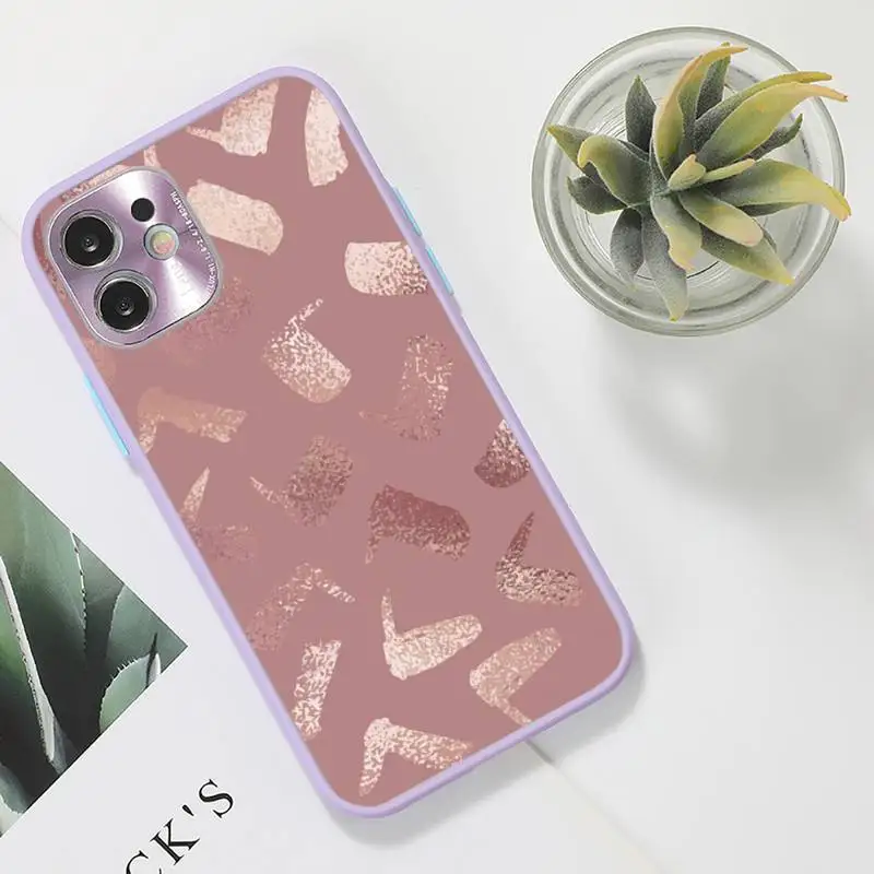 

Animal Cute Love Heart Phone Case For iPhone 12 11 Mini Pro XR XS Max 7 8 Plus X Matte transparent Purple Back Cover