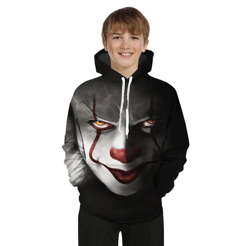 Свитшот с капюшоном Pennywise 3D для детей и взрослых толстовка джокером |