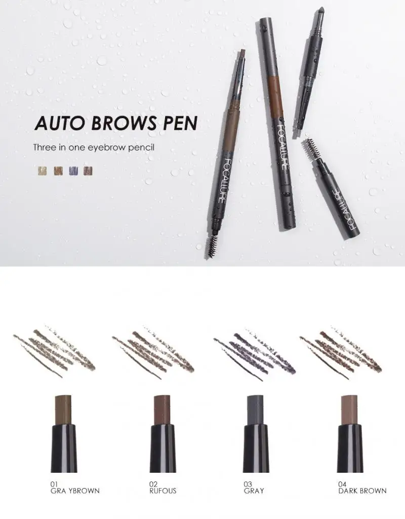 Новый карандаш для бровей 3 в 1 Авто водонепроницаемый макияж глаз тени Кисть