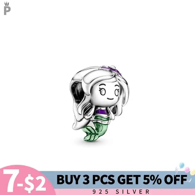 

Original 925 Silver The Little Mermaid Ariel Charms Beads fit Pandora Charms Bracelet Bangle Jewelry Making Women DIY Gril Gift