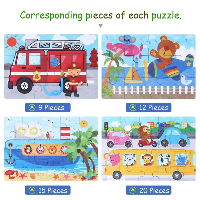 TOYMYTOY 4-In-1 Education And Learning Intelligence Toys Bus Ship Fire Truck Vehicles Animals Wooden Puzzles Jigsaw | Игрушки и хобби