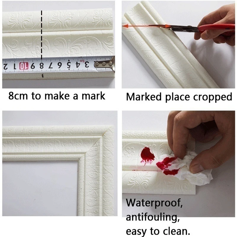 3D Frame Wall Paste Self-adhesive Skirting PVC Waterproof And Mildew Proof Waist Line Decorative Edge Banding Strip | Дом и сад