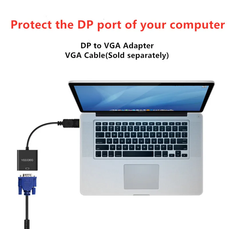 Veggieg 1080P DisplayPort для VGA адаптер DP папа-VGA Женский дисплея конвертер ТВ-проектор Macbook