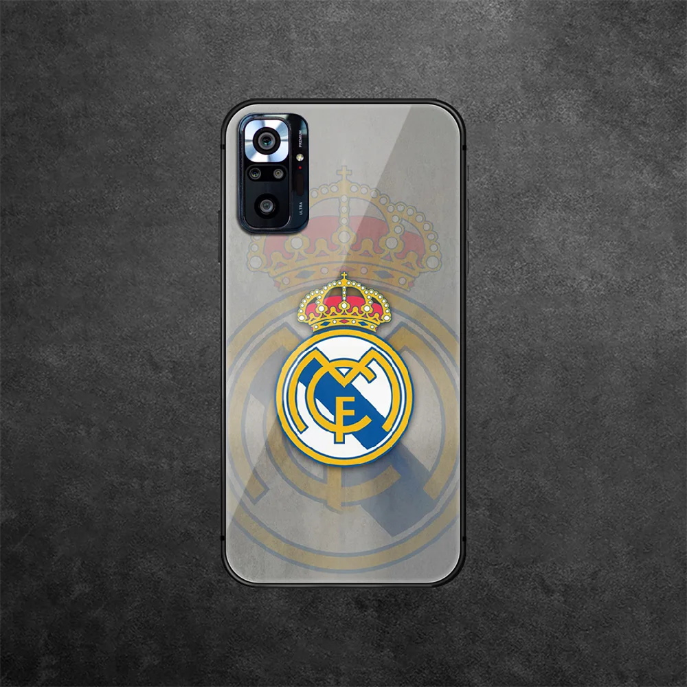 

Real Club Madrid Tempered Glass Phone Case Cover For Xiaomi Redmi Note 7 8 9 10 A C T S Pro K 30 40 Etui Coque Silicone Black