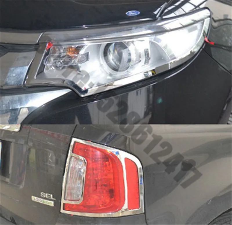 

for Ford EDGE 2009-2014 Car Styling ABS Chrome Front headlight Lamp Cover trim Rear headlight Lamp Cover trim