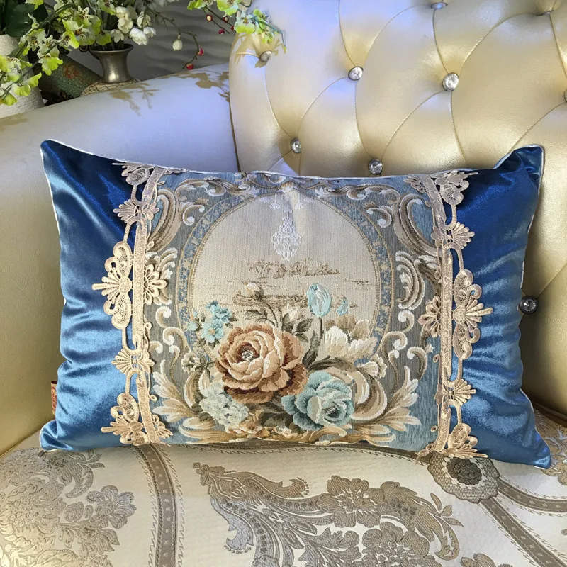 Жаккардовые королевские Роскошные наволочки с цветочным рисунком для дивана