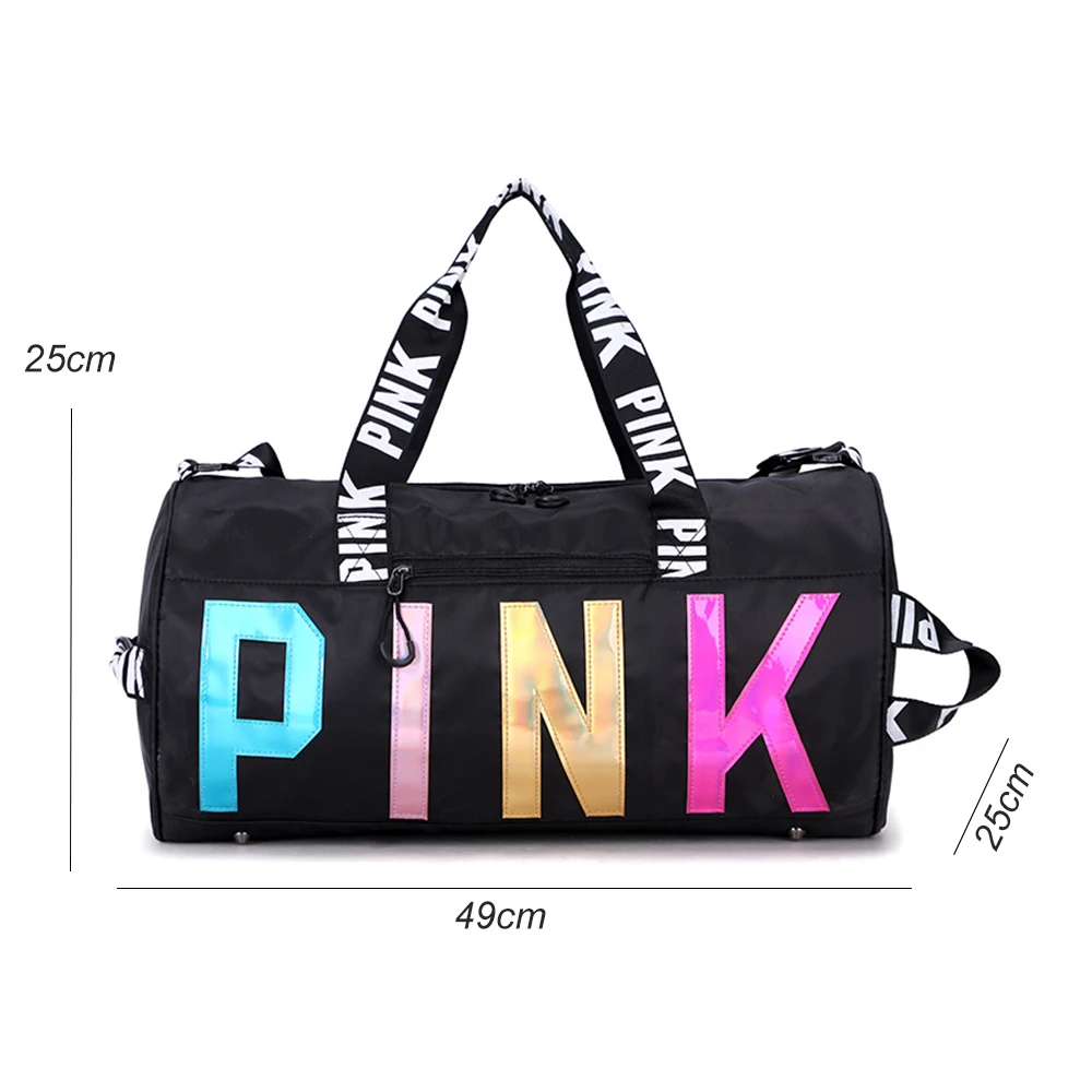Large Pink Travel Bag Women Outdoor Sports Fitness Training Bags Nylon Waterproof Female Handbag Fashion Tote Bag