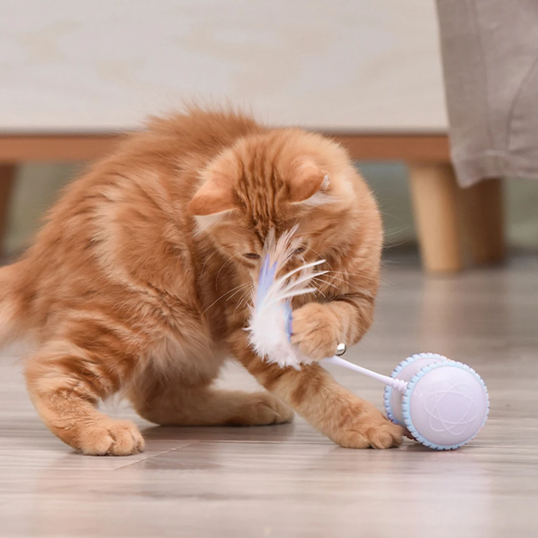 

Smart Interactive Cat Toy Kitten Ball Irregular Rotation Mode Toy Cat Fun Pet Game Electronic LED Luminous Feather Cat Toy