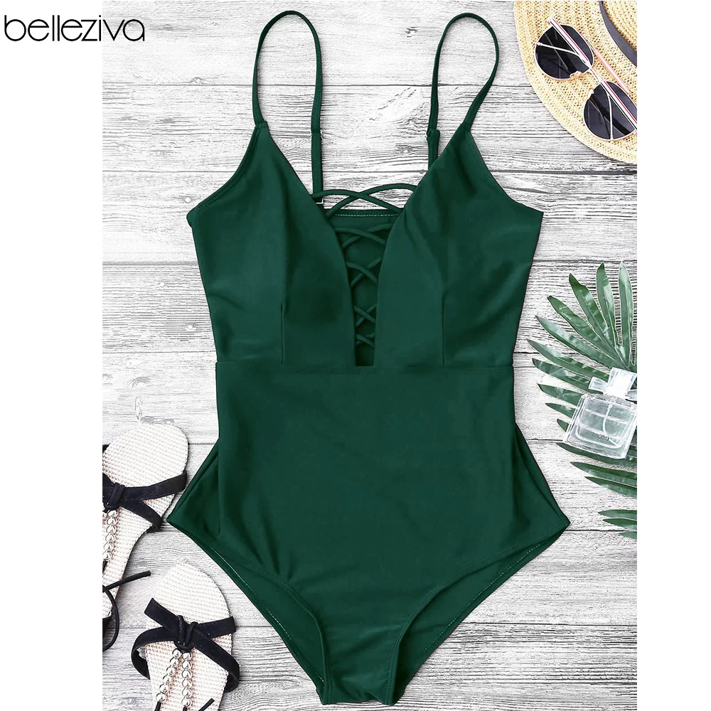Женский слитный купальник с перекрестными лямками и открытой спиной|swimwear swimming|wear