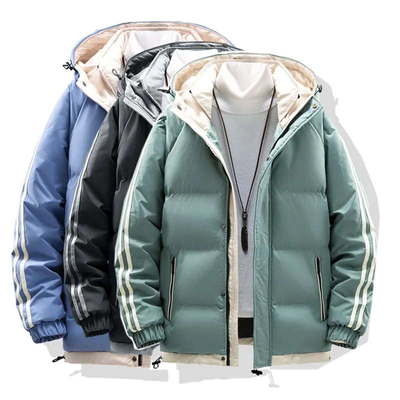 Winter Jacket Men's Parkas Thicken Warm Coat Mens Stand Collar Jackets Solid Color Parka Coats Fashion New Streetwear Males