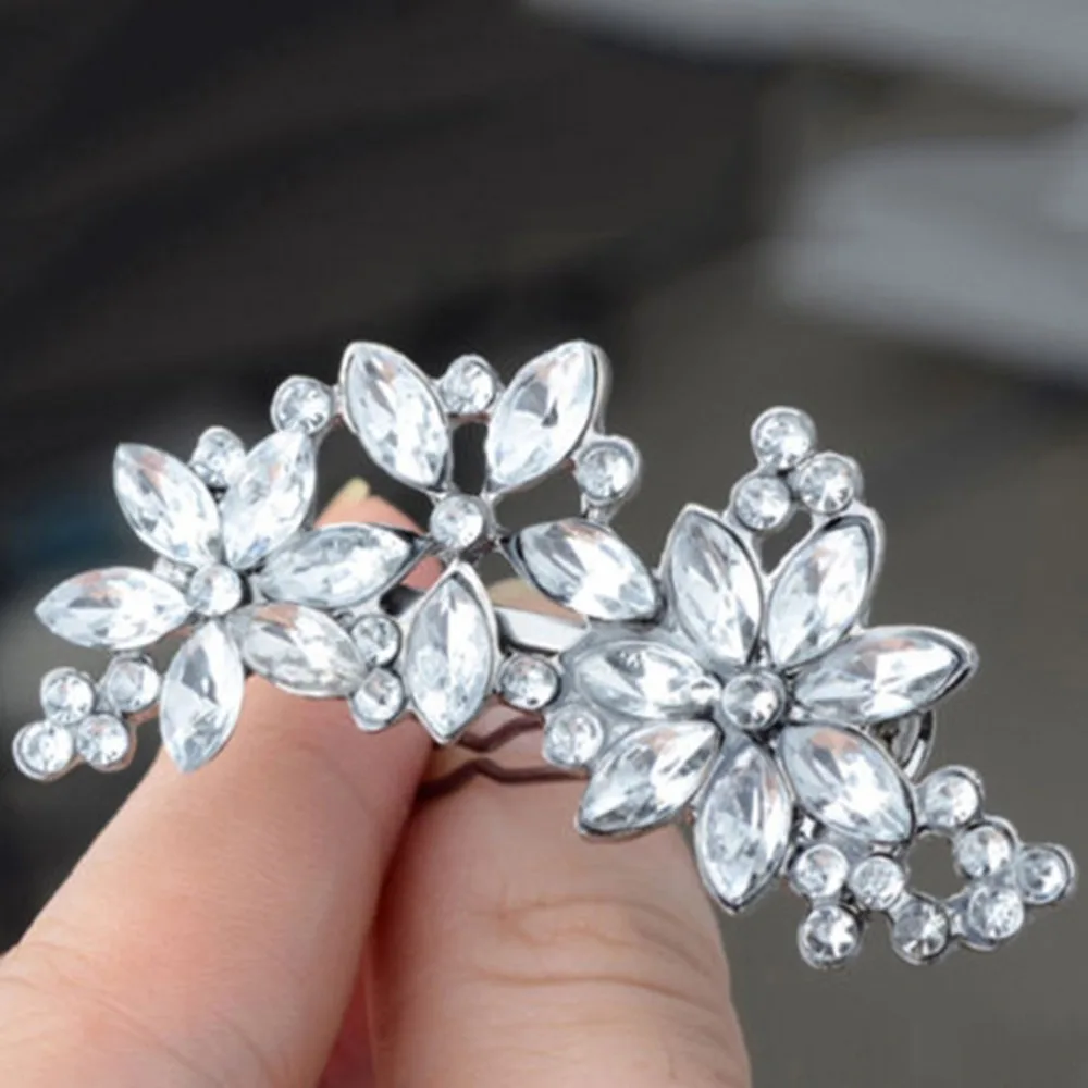 

New Arrival 1x Women Wedding Retro Crystal Rhinestone Flower Headband Hairpins Hair Clip HOT