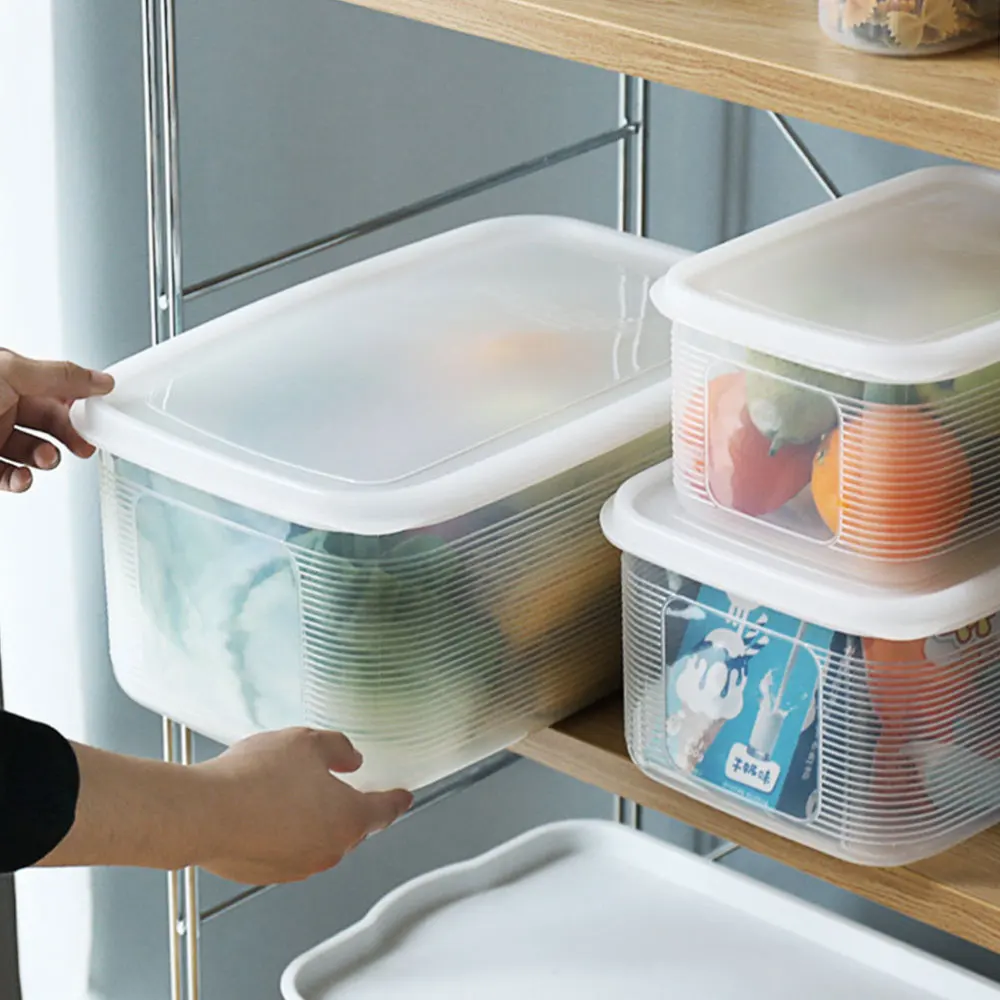 

Crisper Refrigerator Storage Box Kitchen Box Fruit and Vegetable Dry Grain Rice Sealed Box (Small Size 5.2)